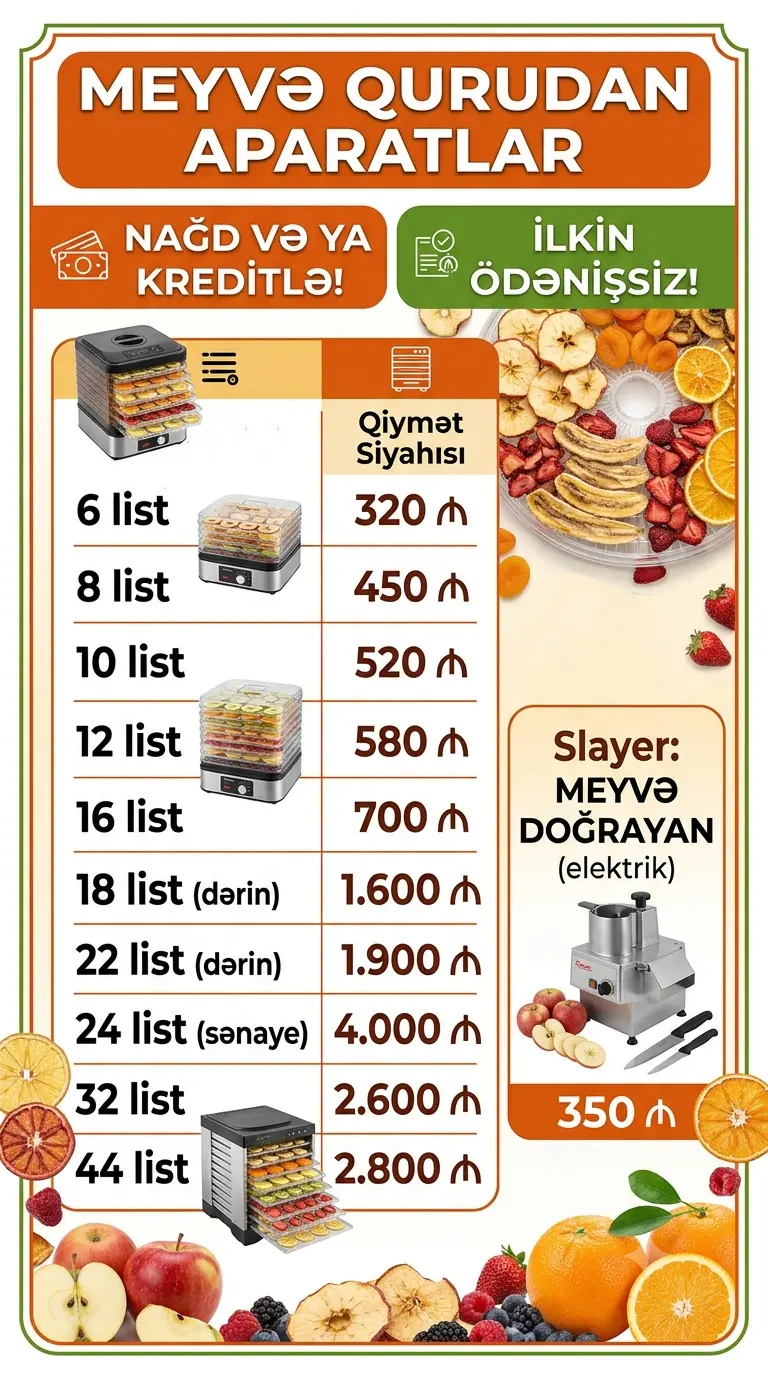 QURU MEYVƏ APARATI — Emal Olunmuş K/t Məhsulları, Bakı