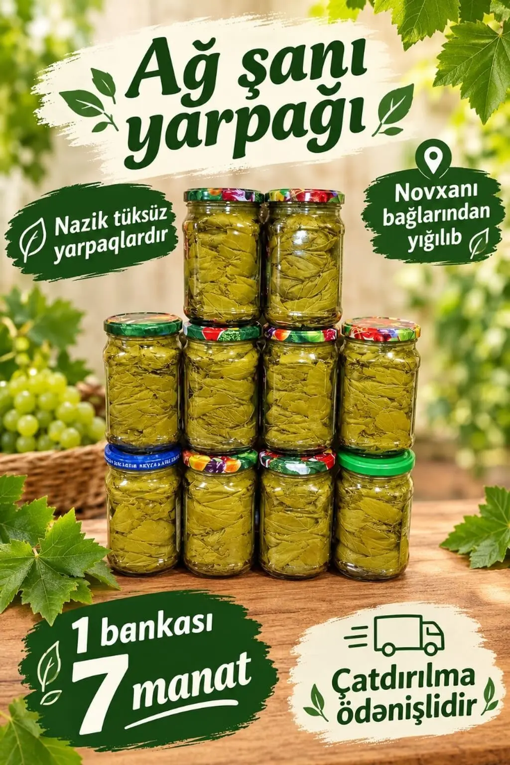 Üzüm yarpağı (tənək) tutulmuş — Emal Olunmuş K/t Məhsulları, Bakı