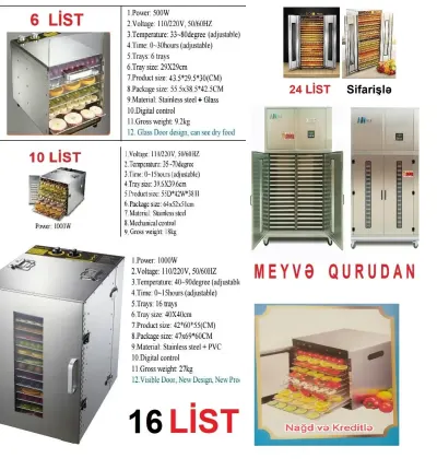 QURU MEYVƏ APARATI — Emal Olunmuş K/t Məhsulları, Bakı — şəkil 2